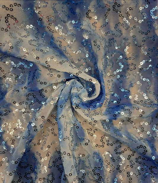 Cloud Print Sequin Mesh