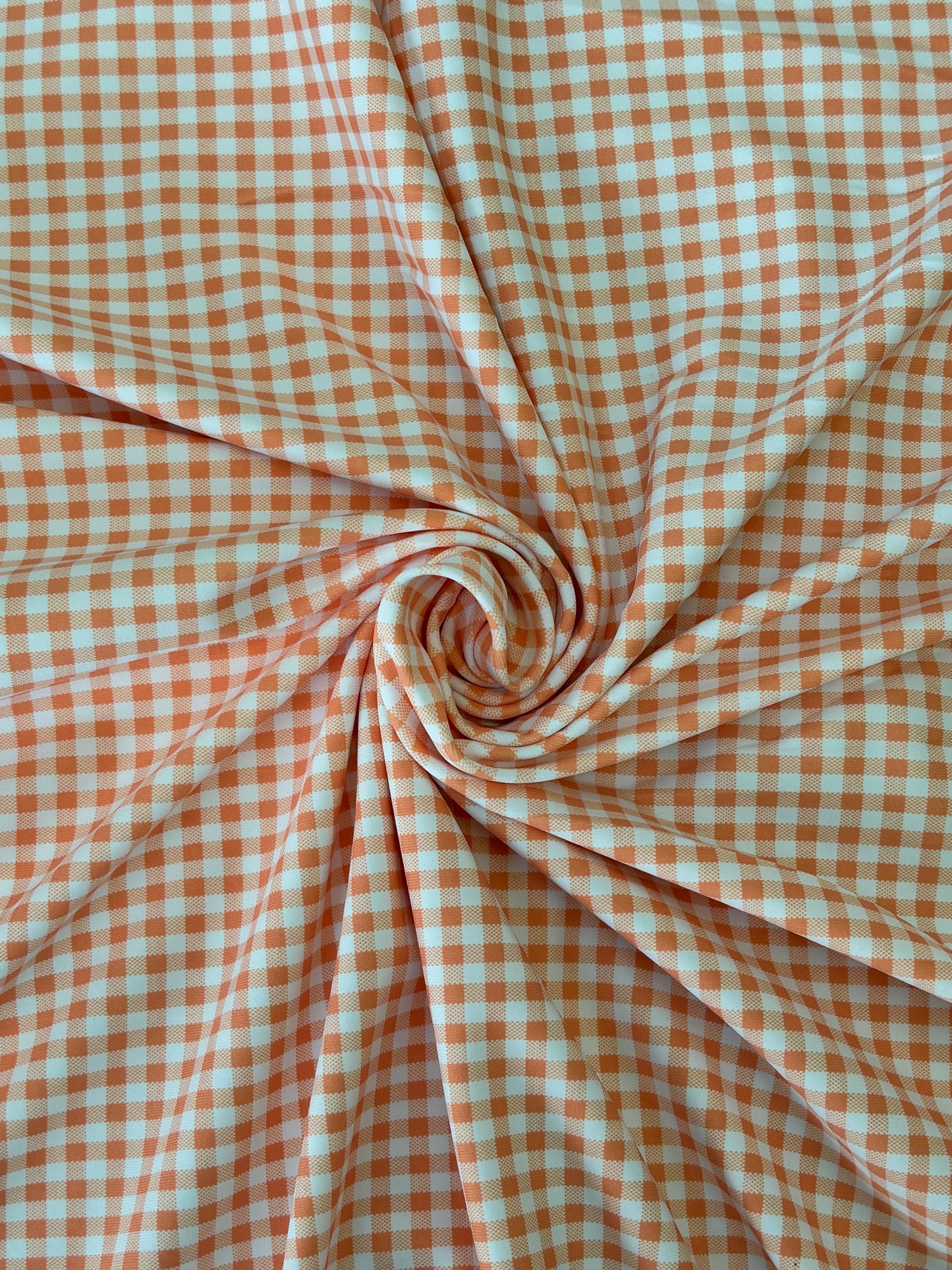 Orange Gingham Print Spandex