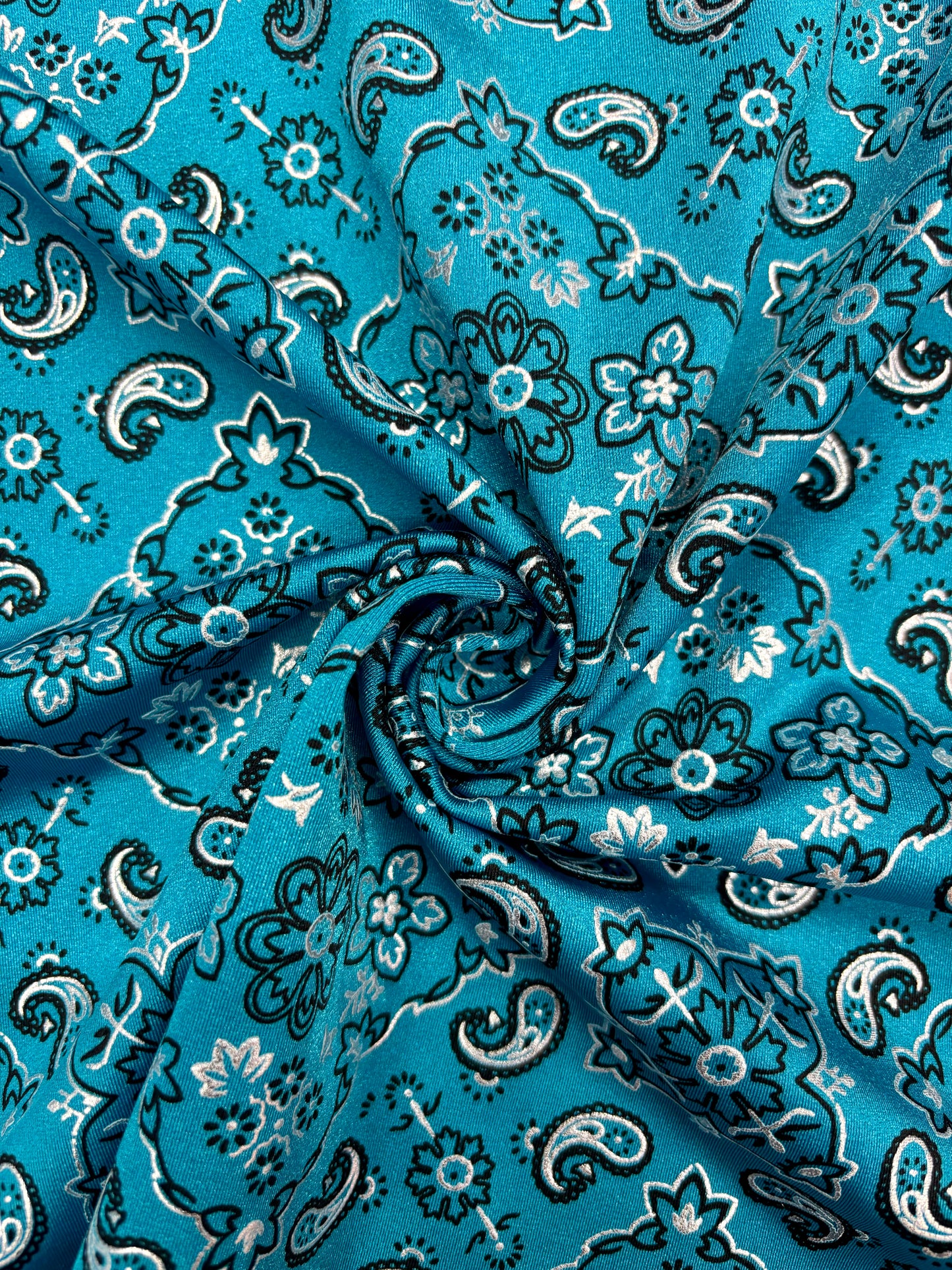 Teal Paisley Spandex