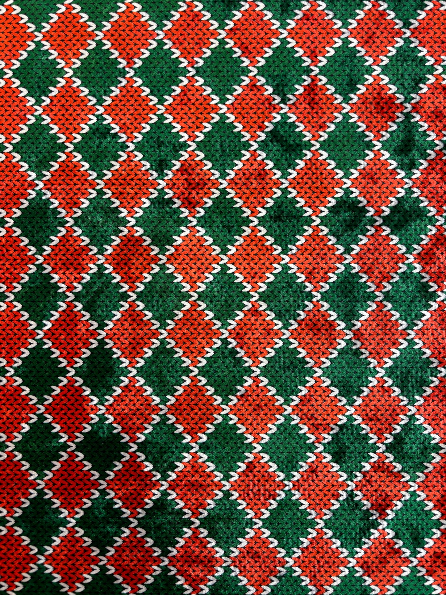 Red and Green Diamond Crushed Velvet