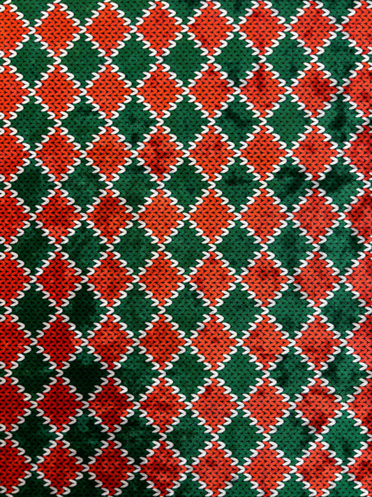 Red and Green Diamond Crushed Velvet