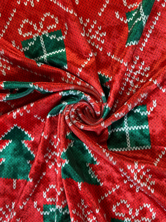 Christmas Print Crushed Velvet