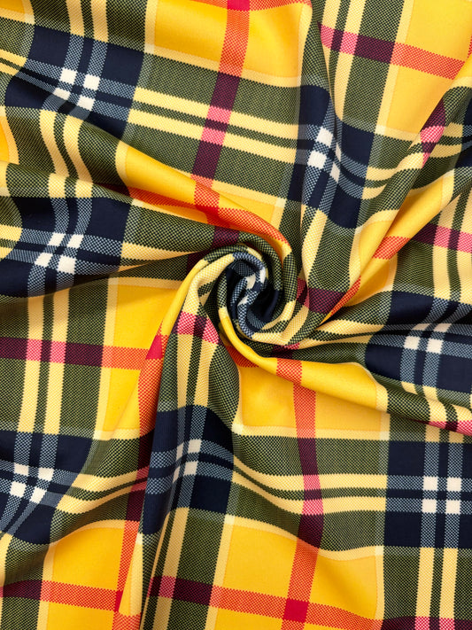 Yellow Tartan Plaid Spandex