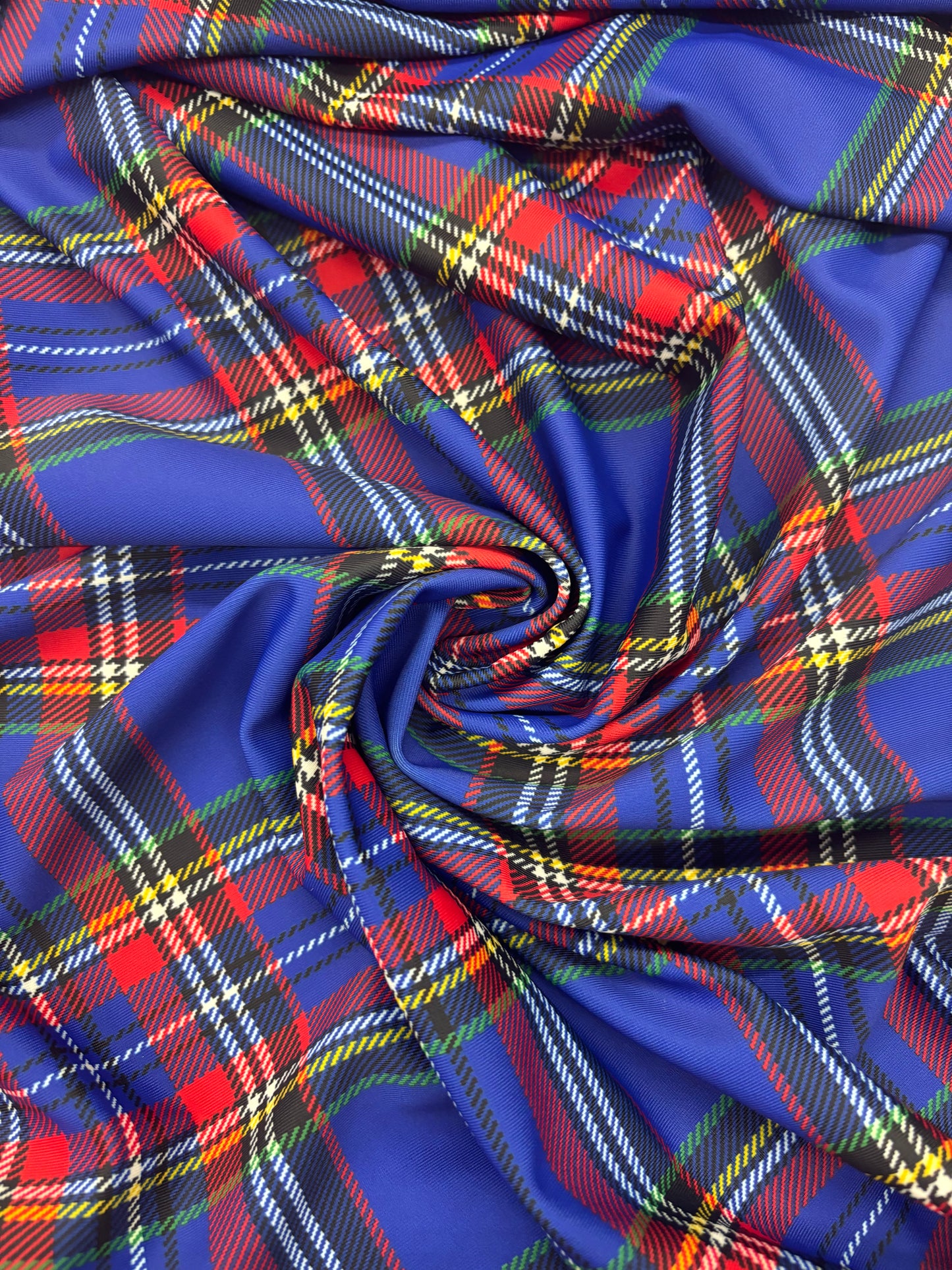 Blue Tartan Plaid Spandex