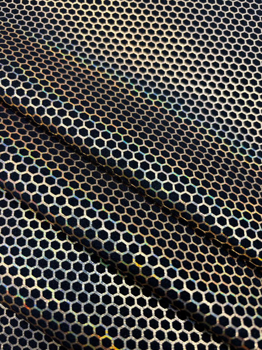 Gold Honeycomb Print Spandex