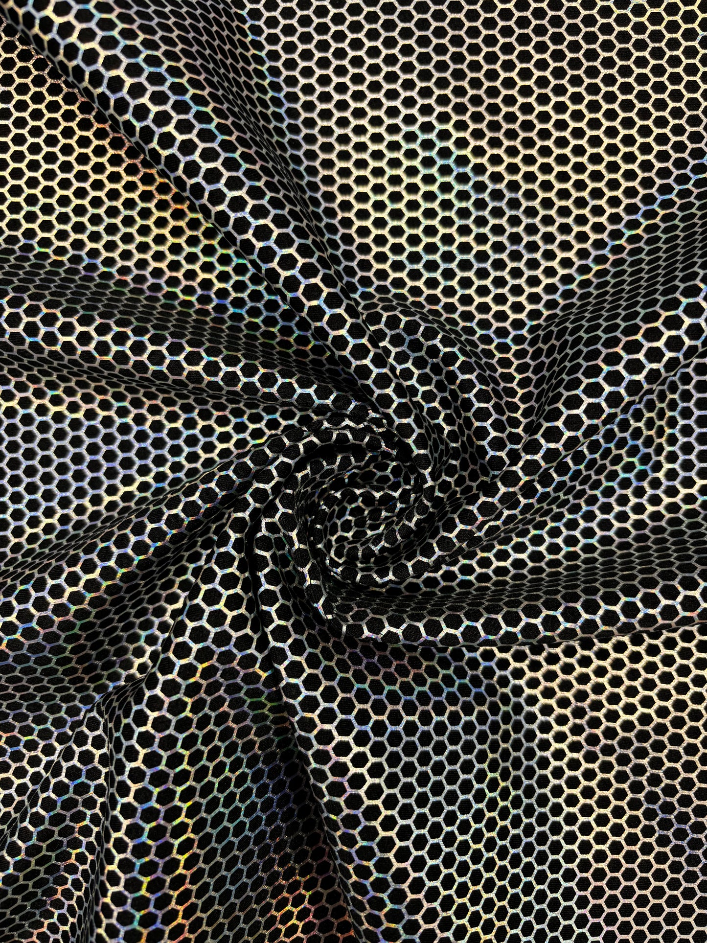 Silver Honeycomb Print Spandex