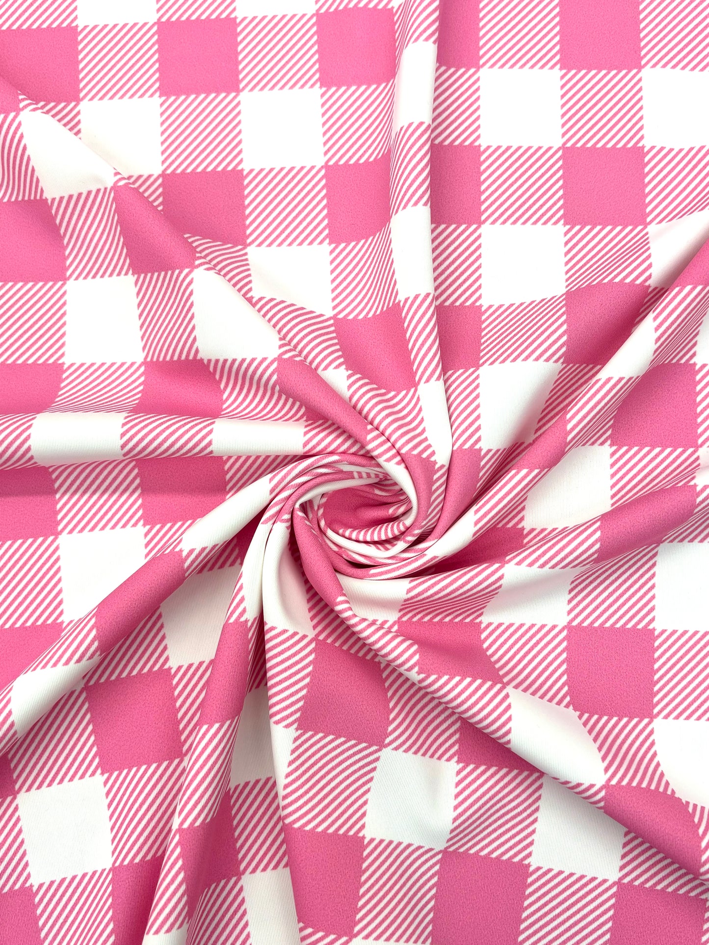 Pink Gingham Print Spandex