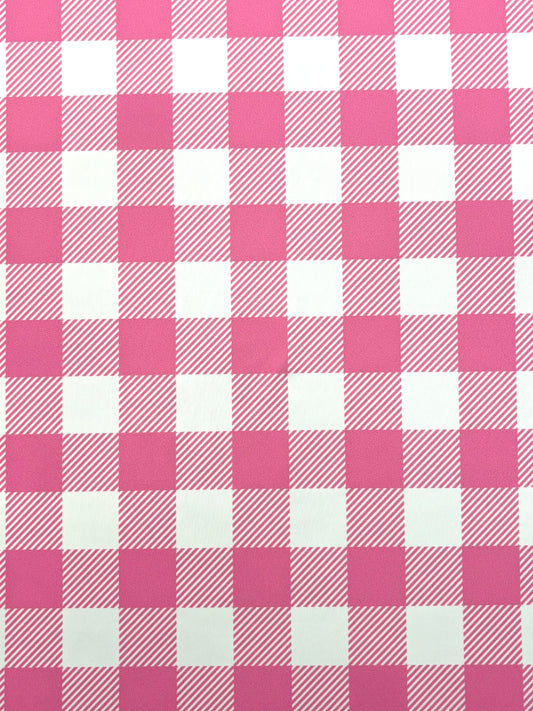 Pink Gingham Print Spandex