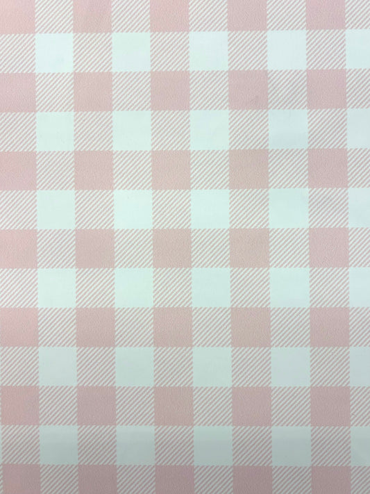 Pastel Pink Gingham Print Spandex