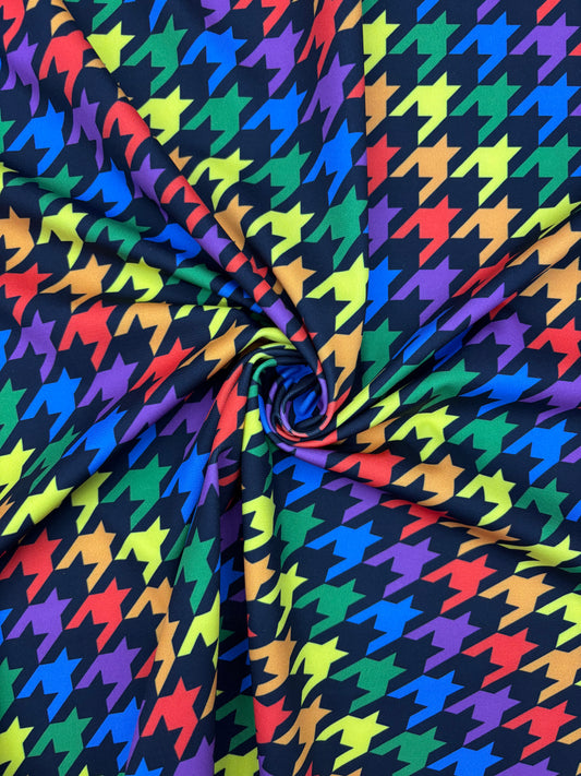 Rainbow Houndstooth Print Spandex