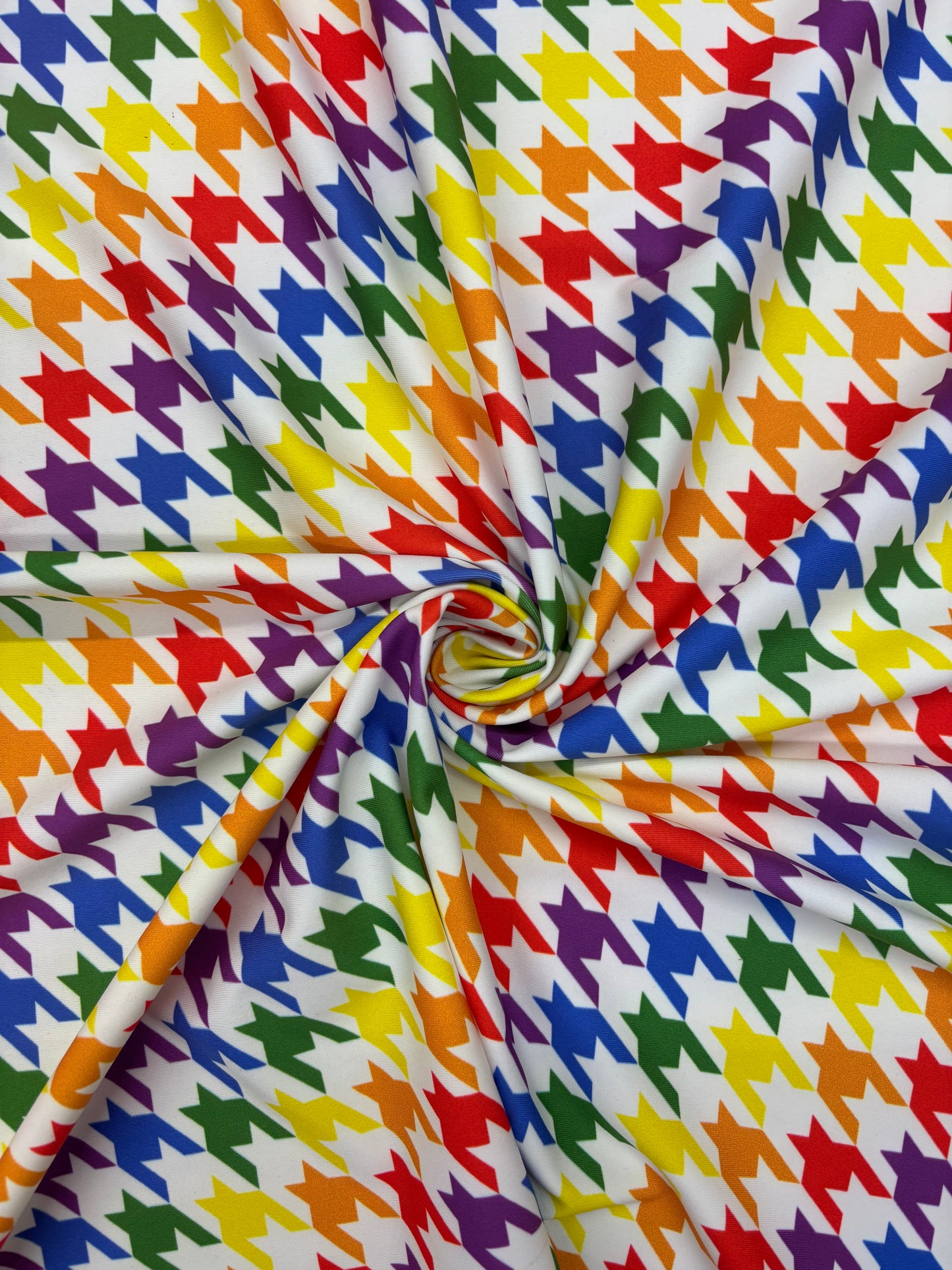 Rainbow Houndstooth Print Spandex