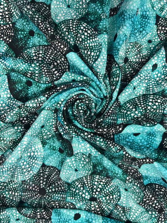 Blue Sea Urchin Printed Spandex