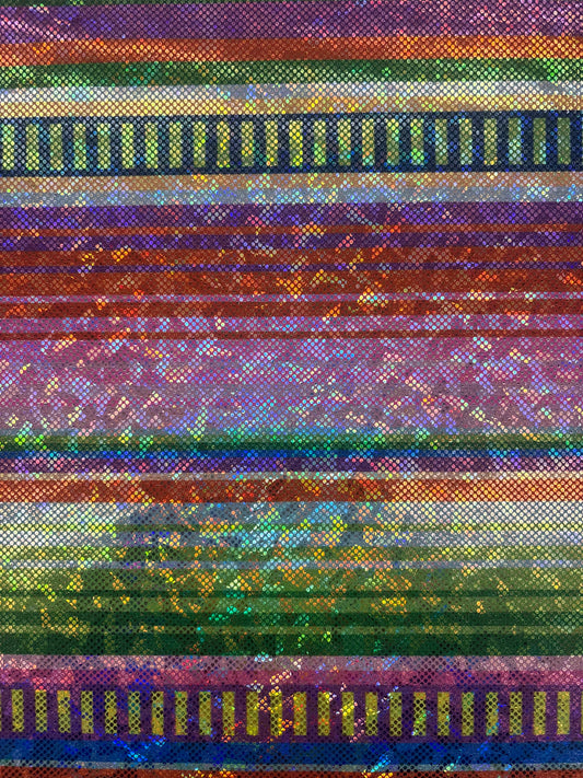 Bold Rainbow Striped Shattered Glass Spandex