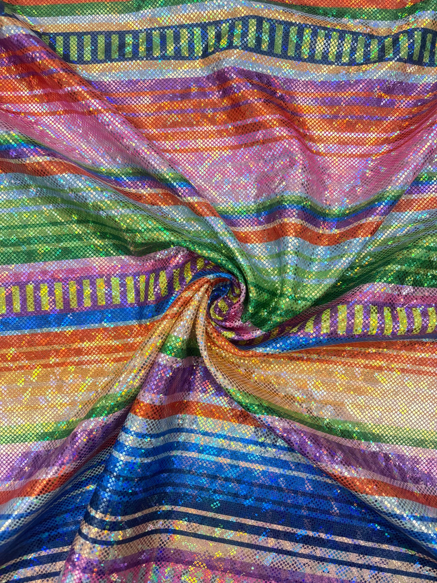 Bold Rainbow Striped Shattered Glass Spandex