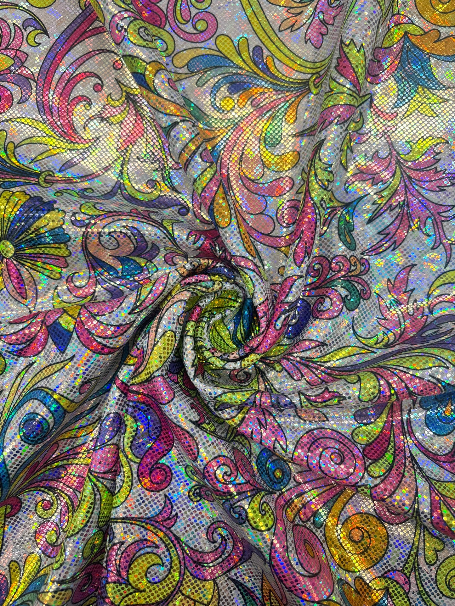Rainbow Abstract Floral Shattered Glass Spandex