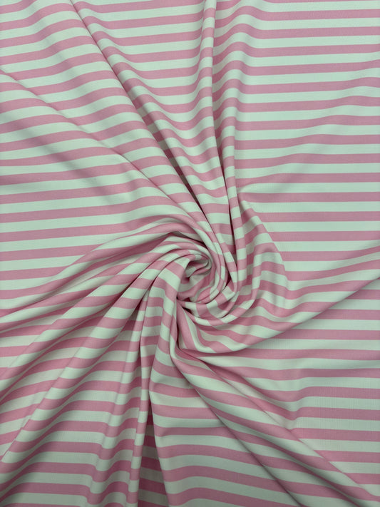 Baby Pink Quarter Inch Striped Spandex