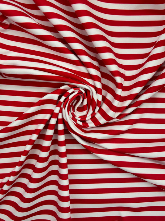 Red Half Inch Striped Spandex