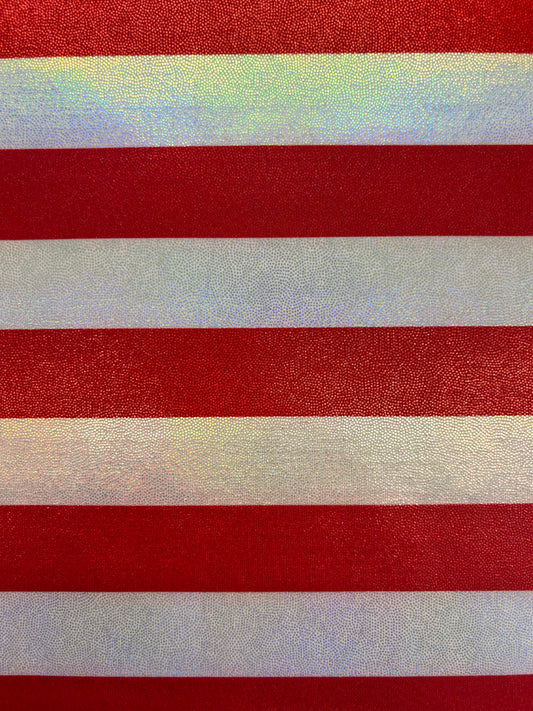 Red and White Striped Holographic Mystique Spandex