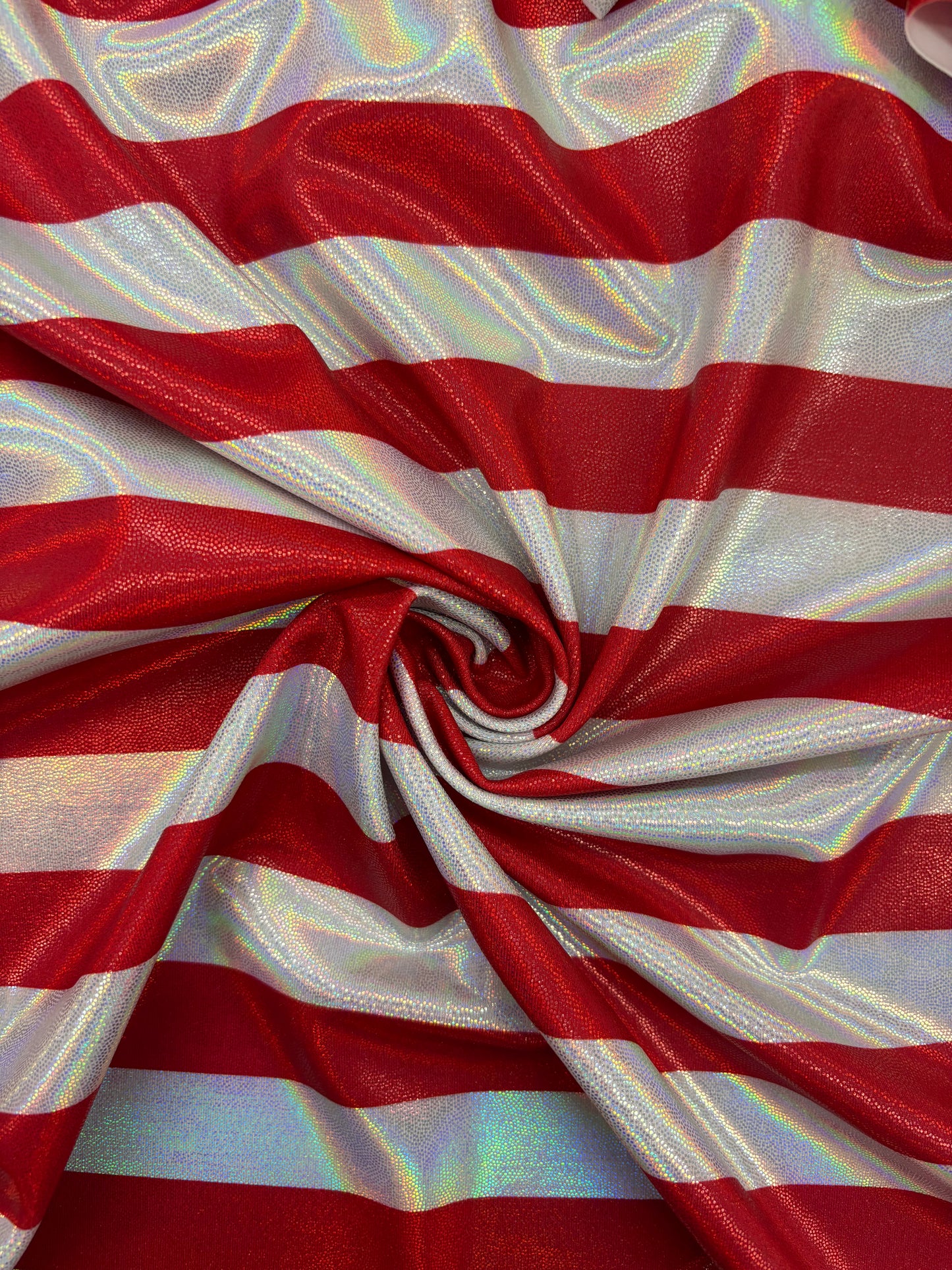 Red and White Striped Holographic Mystique Spandex