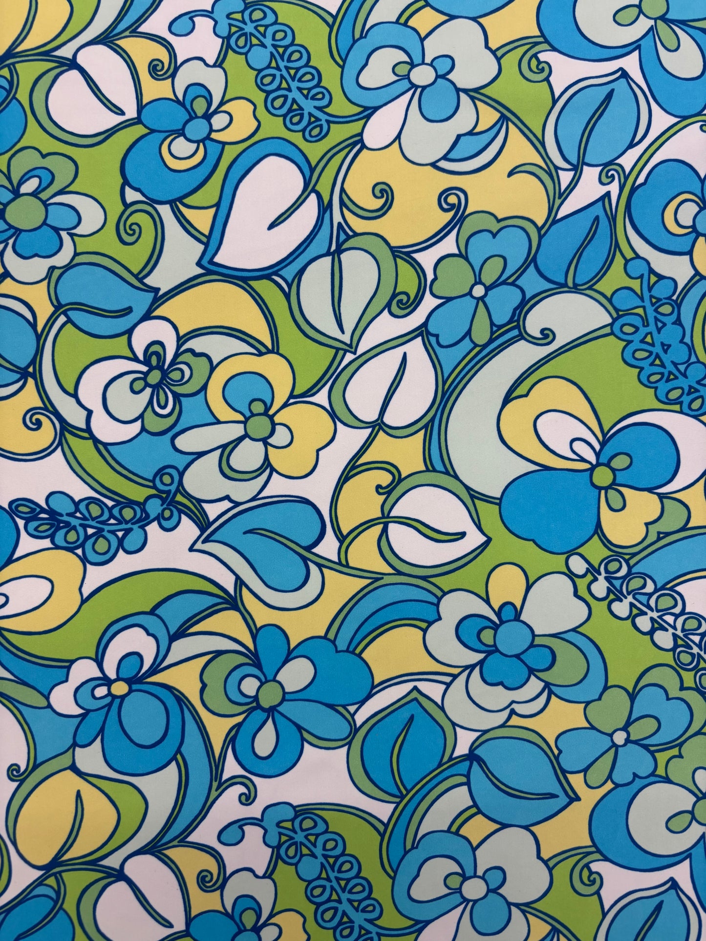 Blue Floral Print Spandex