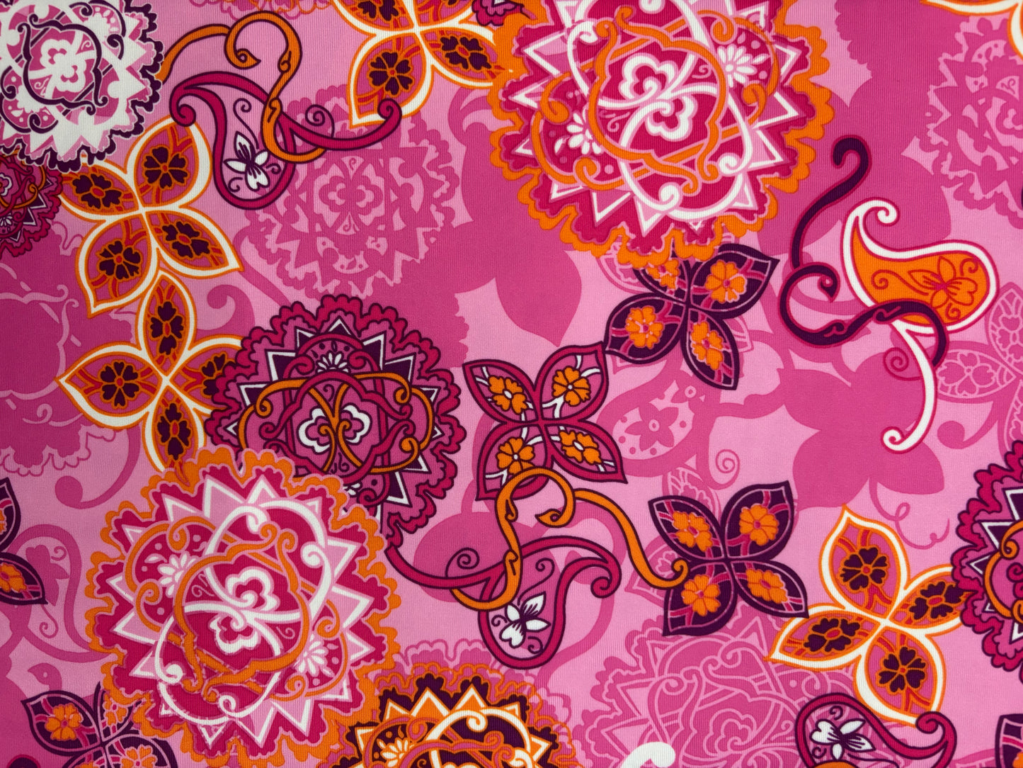 Pink Floral Print Spandex
