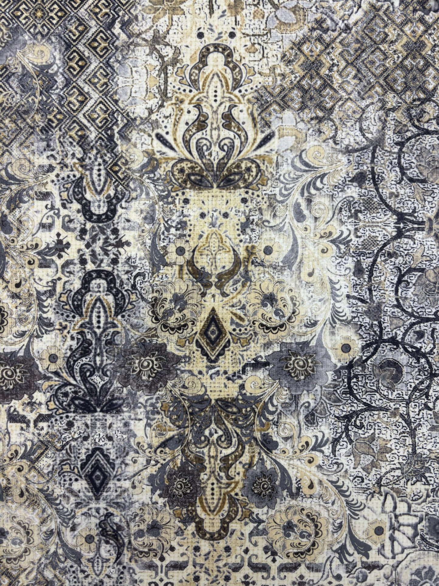 Grey Damask Print Spandex