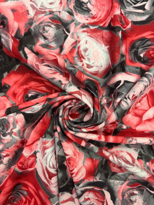 Red Roses Print Spandex