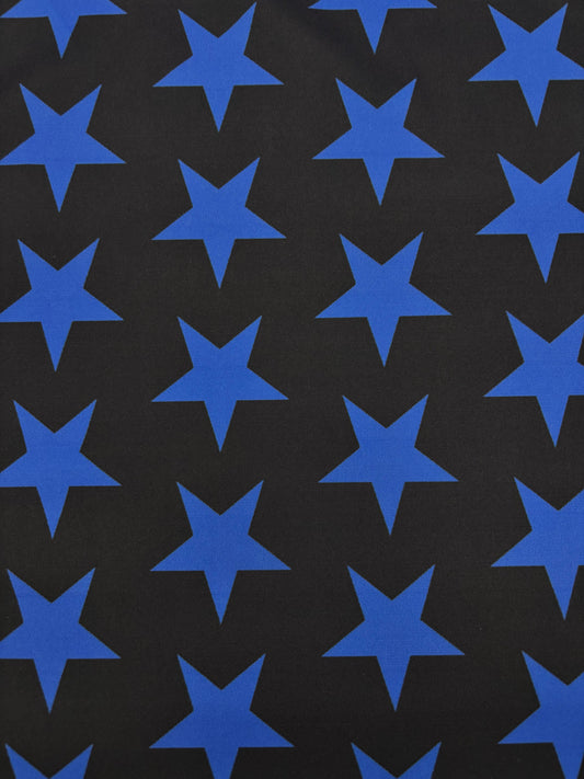 Black and Blue Star Printed Spandex