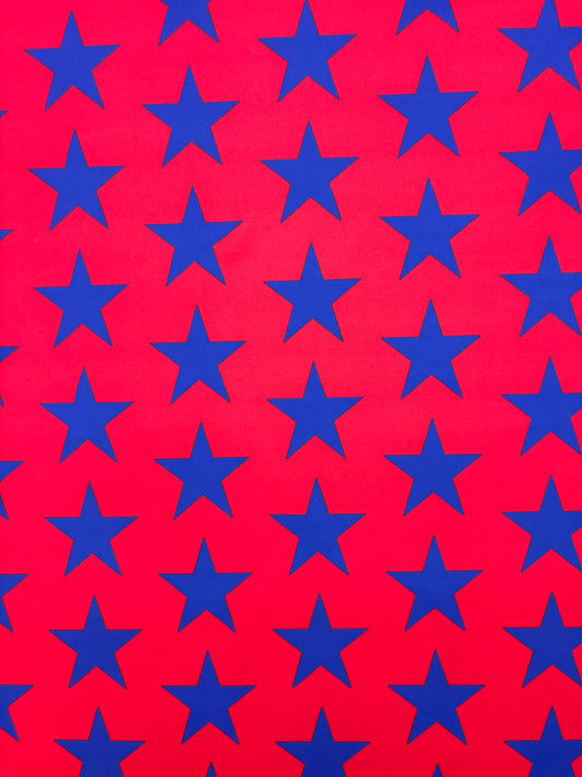 Red and Blue Star Printed Spandex