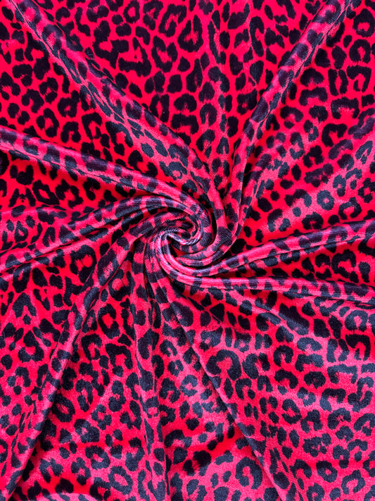 Red Leopard Print Velvet
