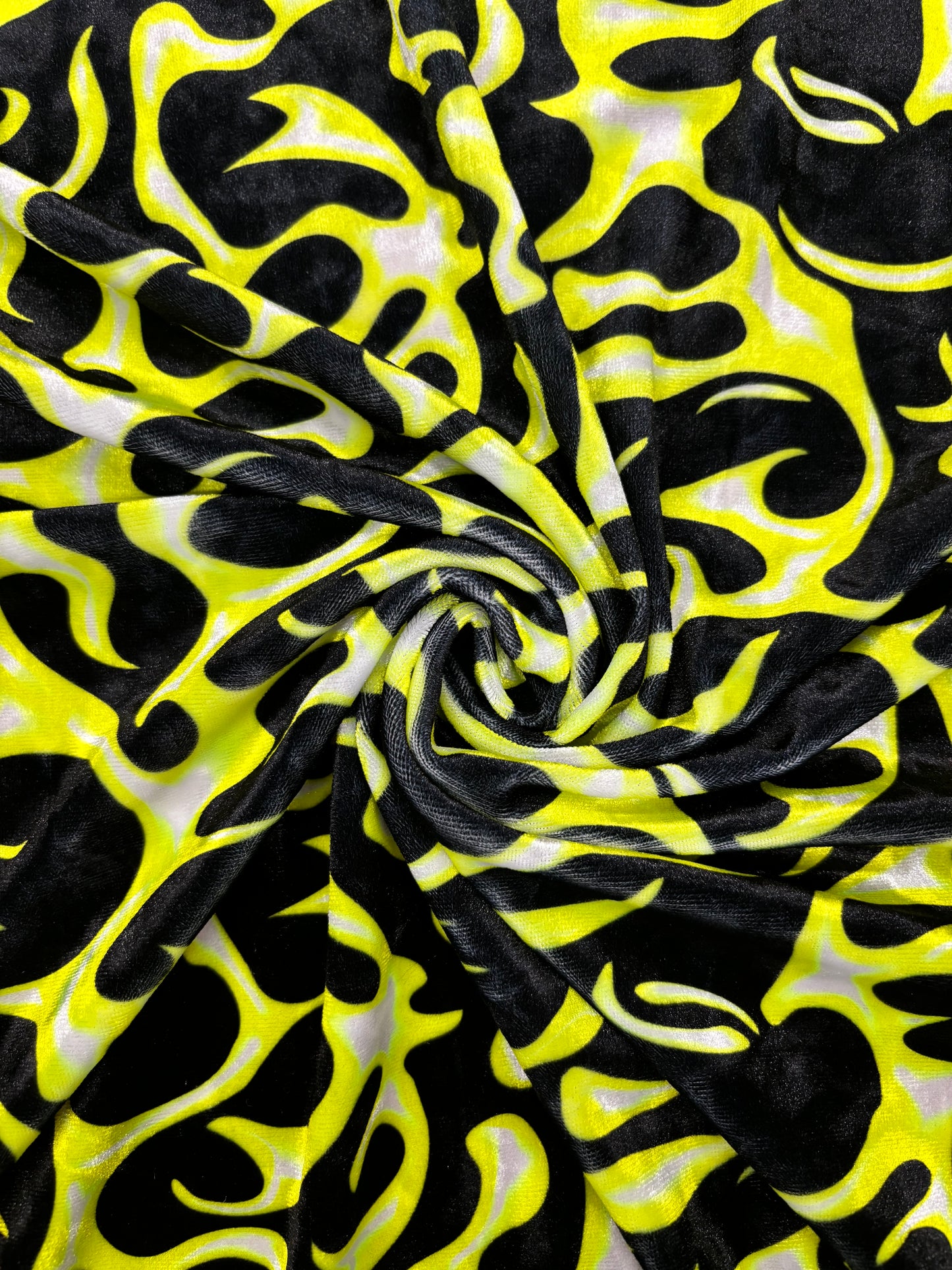 Yellow Flame Printed Velvet