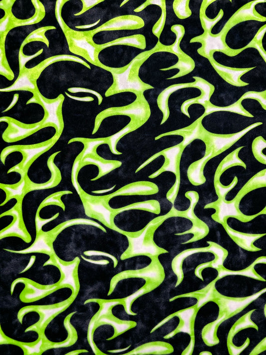 Green Flame Printed Velvet