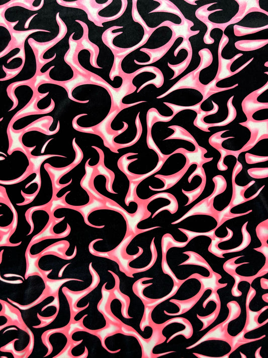 Pink Flame Printed Velvet