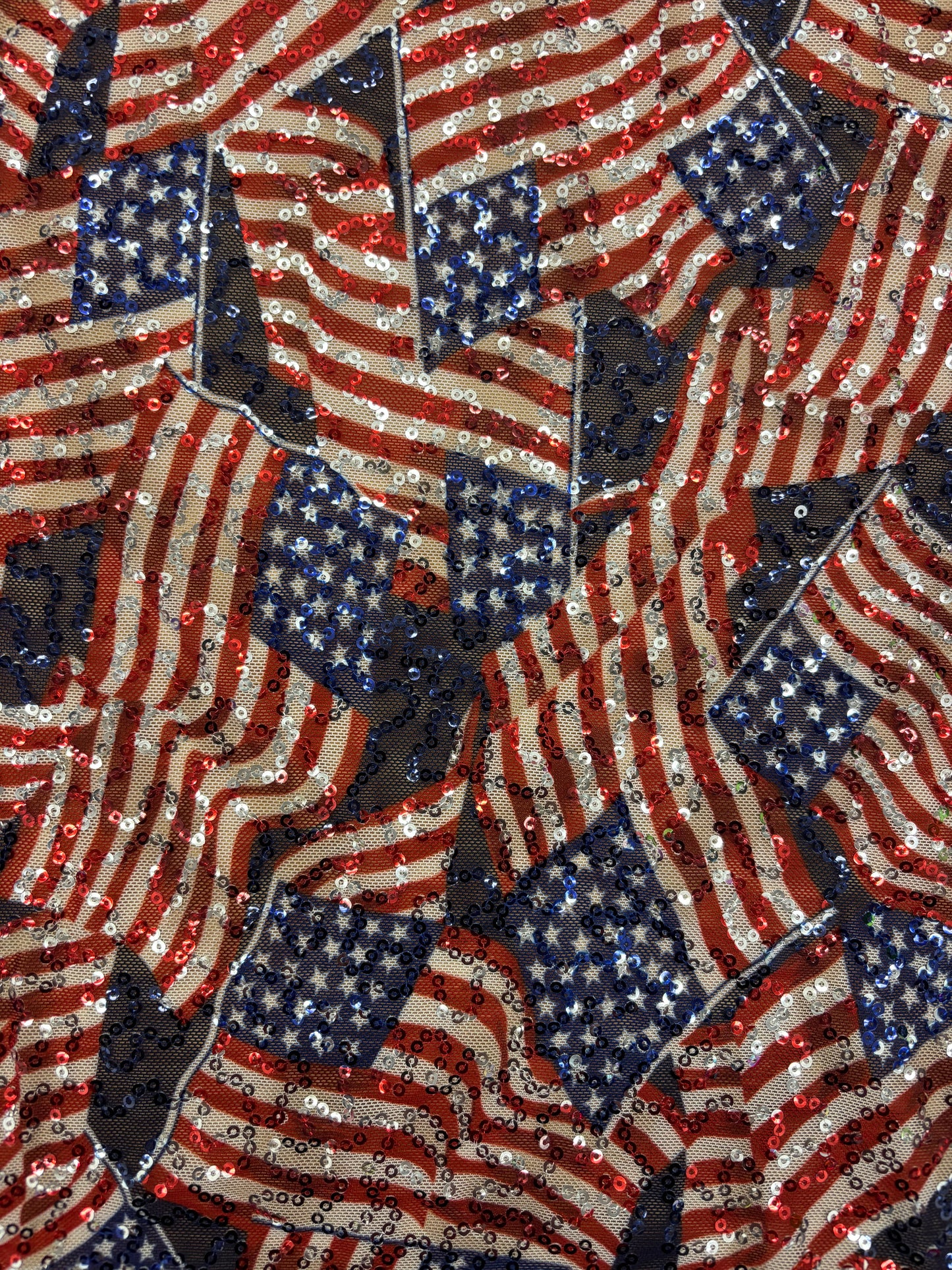 American Flag Print Sequin Mesh
