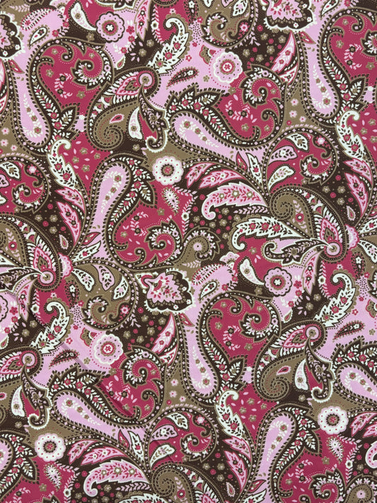 Brown and Pink Paisley Spandex