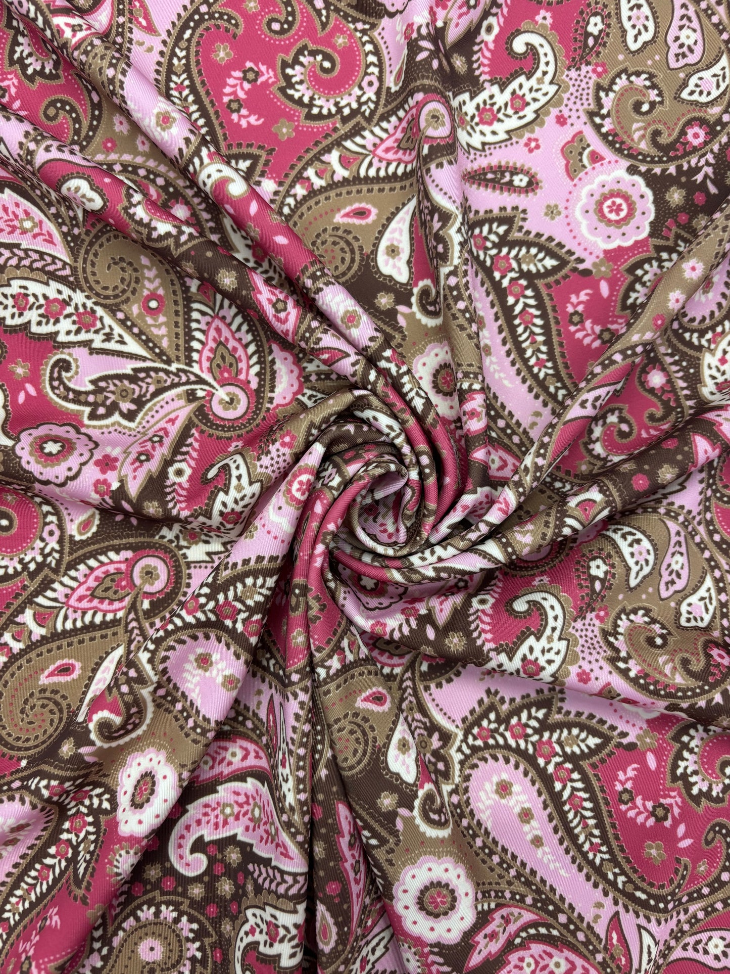 Brown and Pink Paisley Spandex