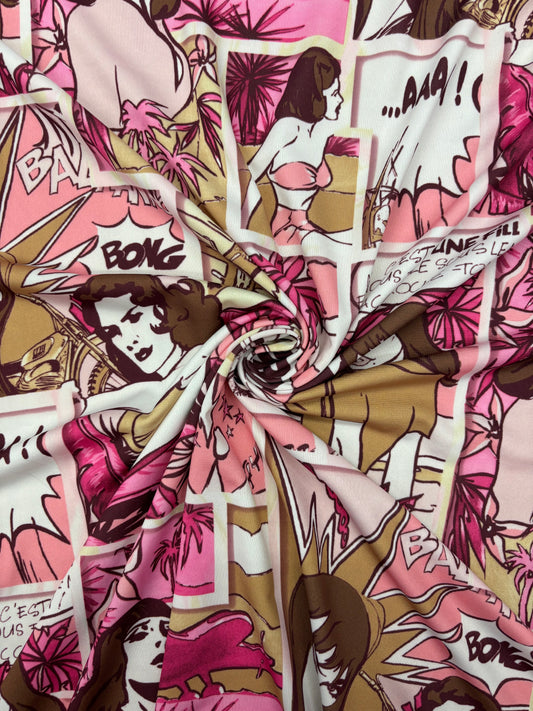Pink Comic Book Print Spandex