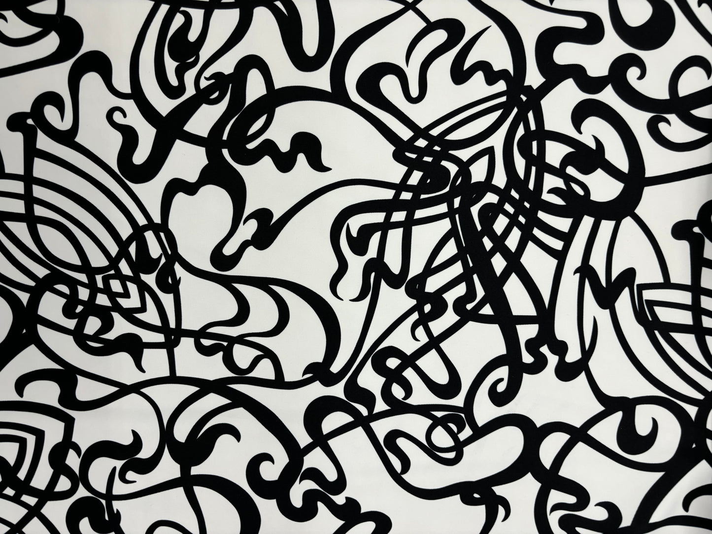 Black and White Abstract Music Print Spandex