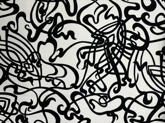 Black and White Abstract Music Print Spandex