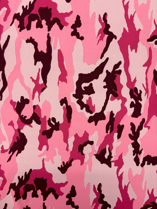 Pink Camouflage Print Spandex