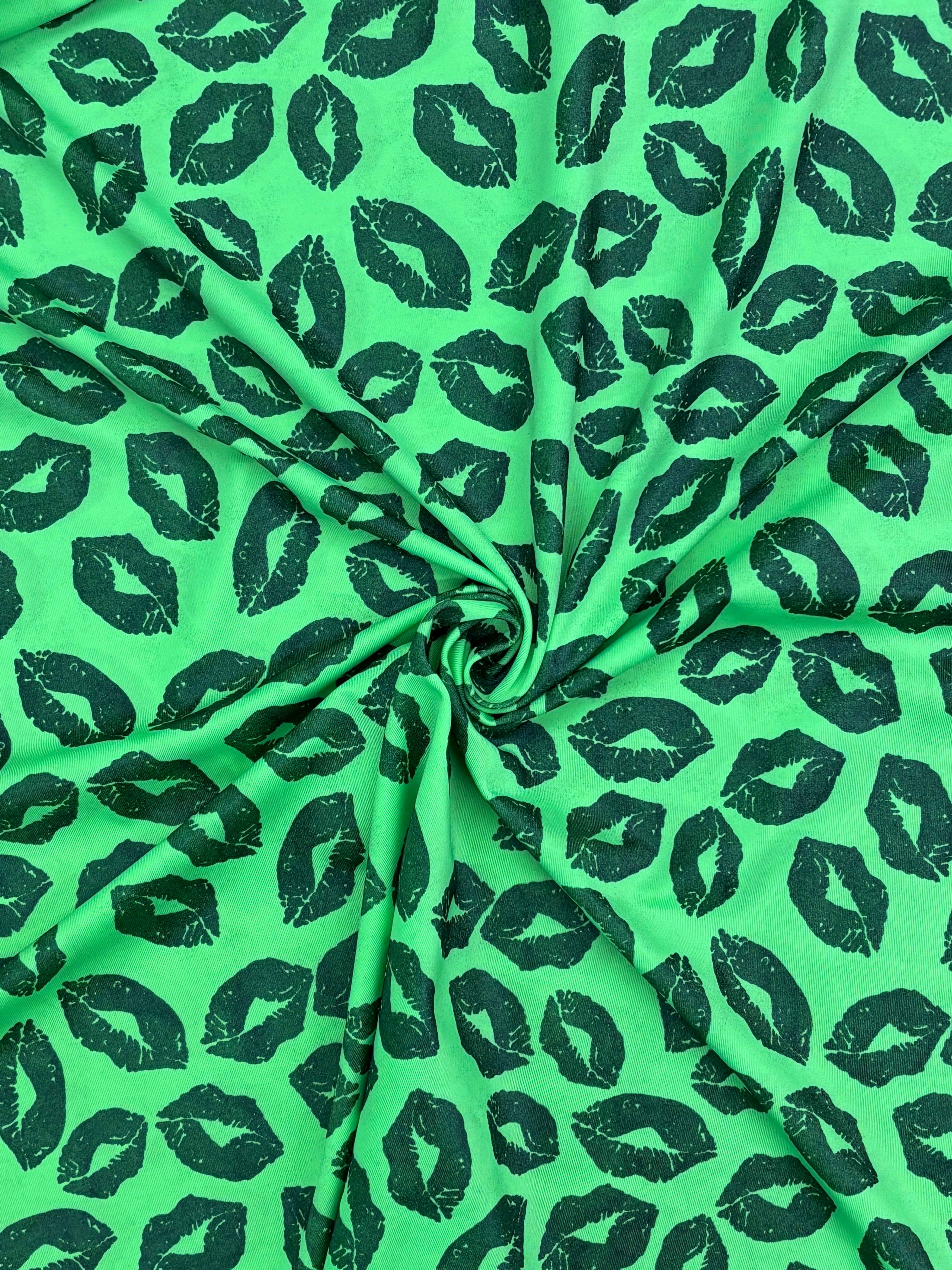 Green Kiss Print Spandex Shavali Fabric green-kiss-print-spandex-shavali-fabric