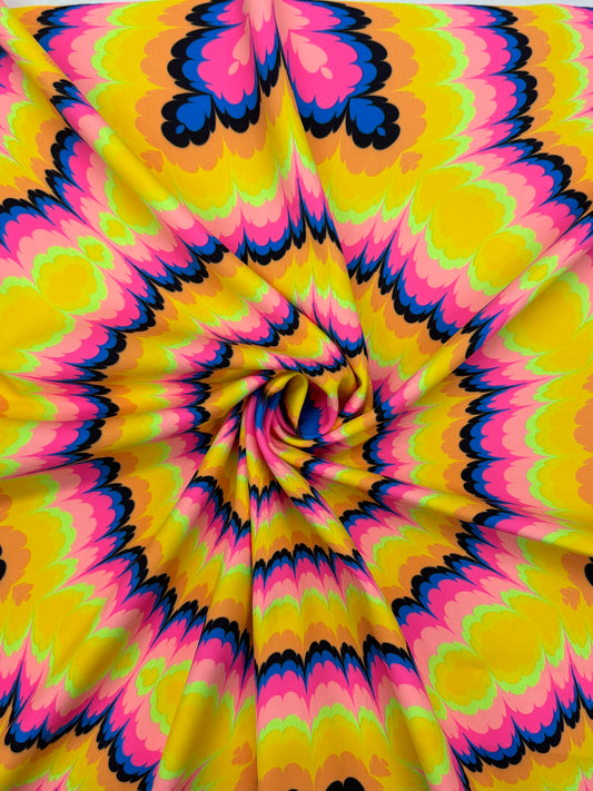 Yellow Tie-Dye Illusion Spandex