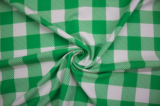 Green Gingham Print Spandex
