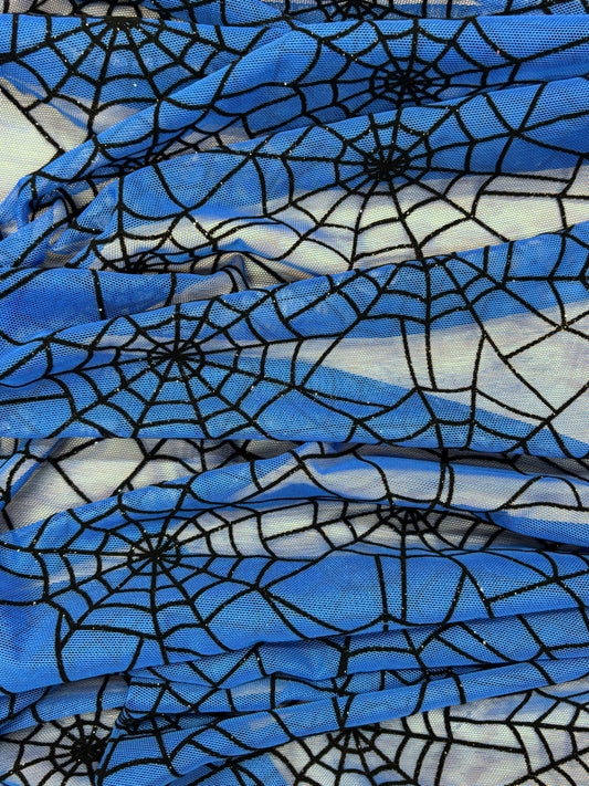 Blue Spider Print Mesh