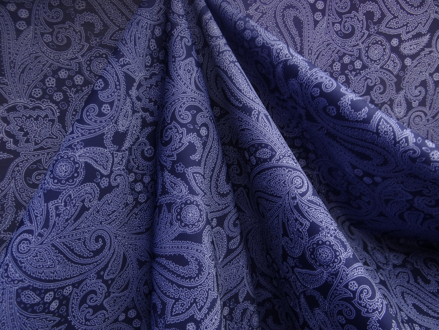 Navy and White Paisley