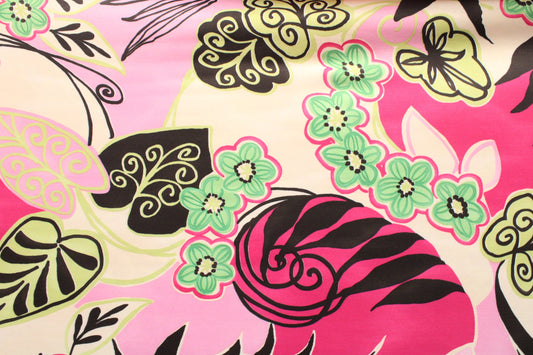 Pink and Green Abstract Floral