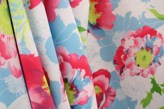 Pink and Blue Floral Print