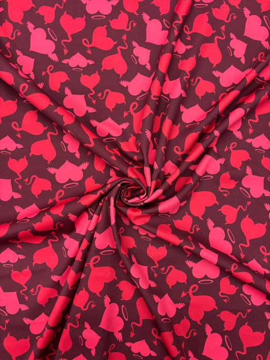 Devil Heart Print Spandex