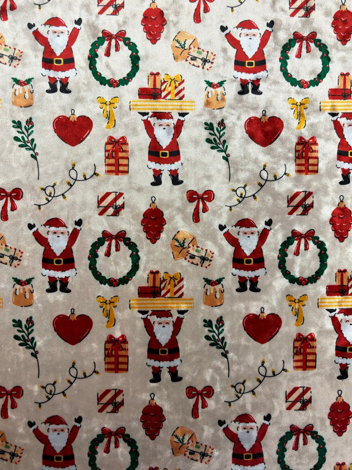 Jolly Santa Printed Crushed Velvet