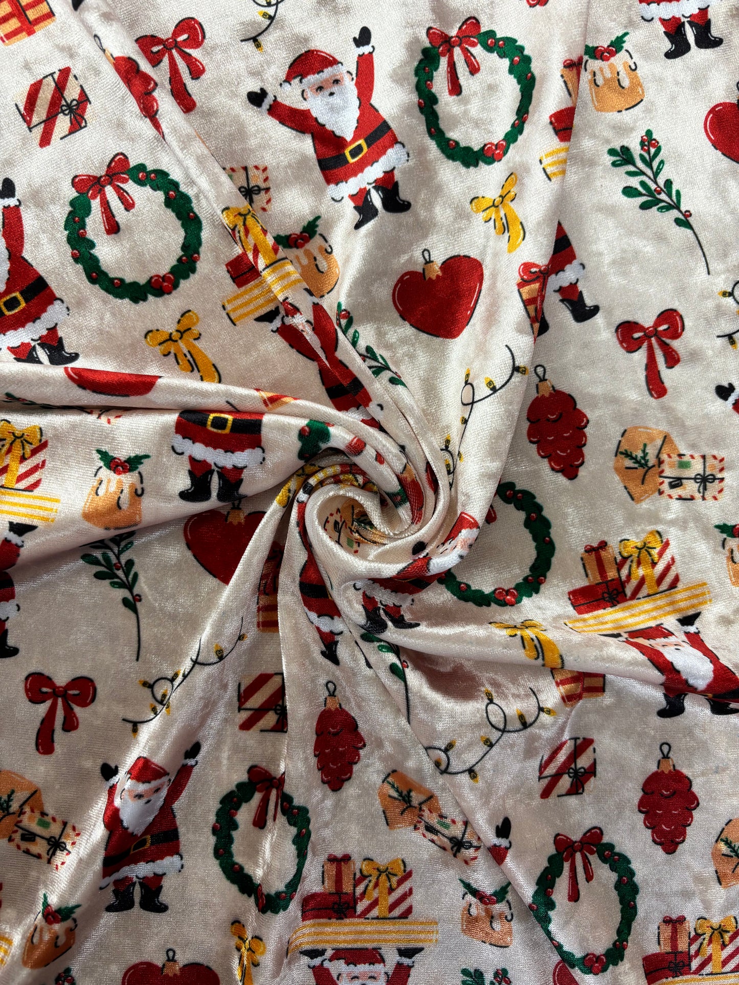 Jolly Santa Printed Crushed Velvet